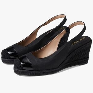 Cole Haan Black Leather Wedge Sandals